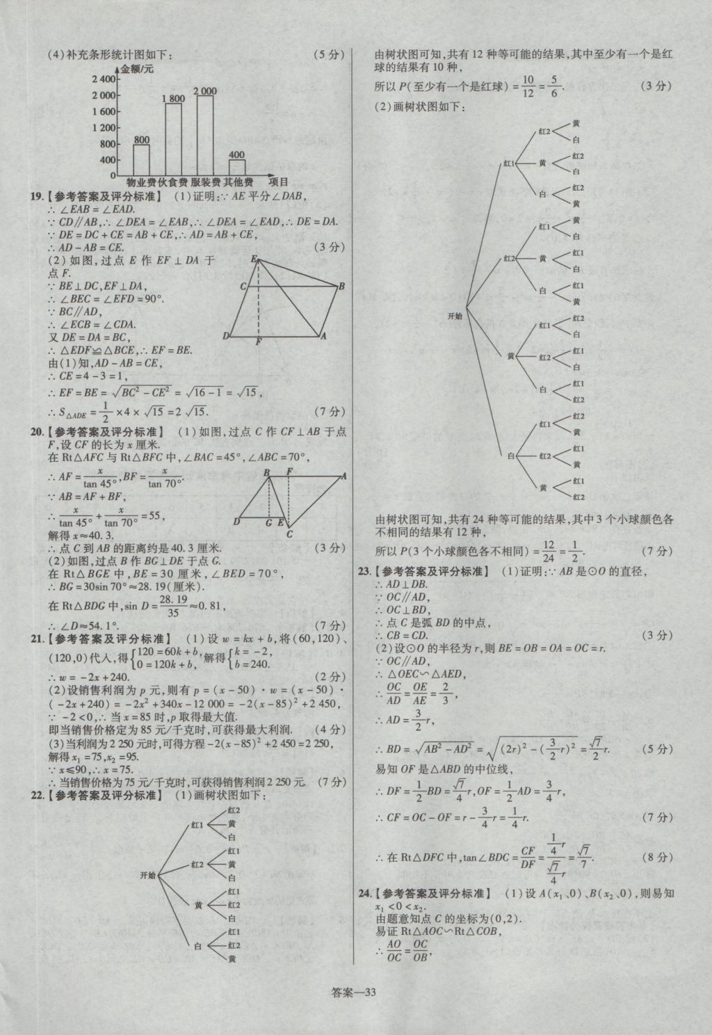 2017年金考卷陜西中考45套匯編數(shù)學(xué)第6版 參考答案第33頁(yè)