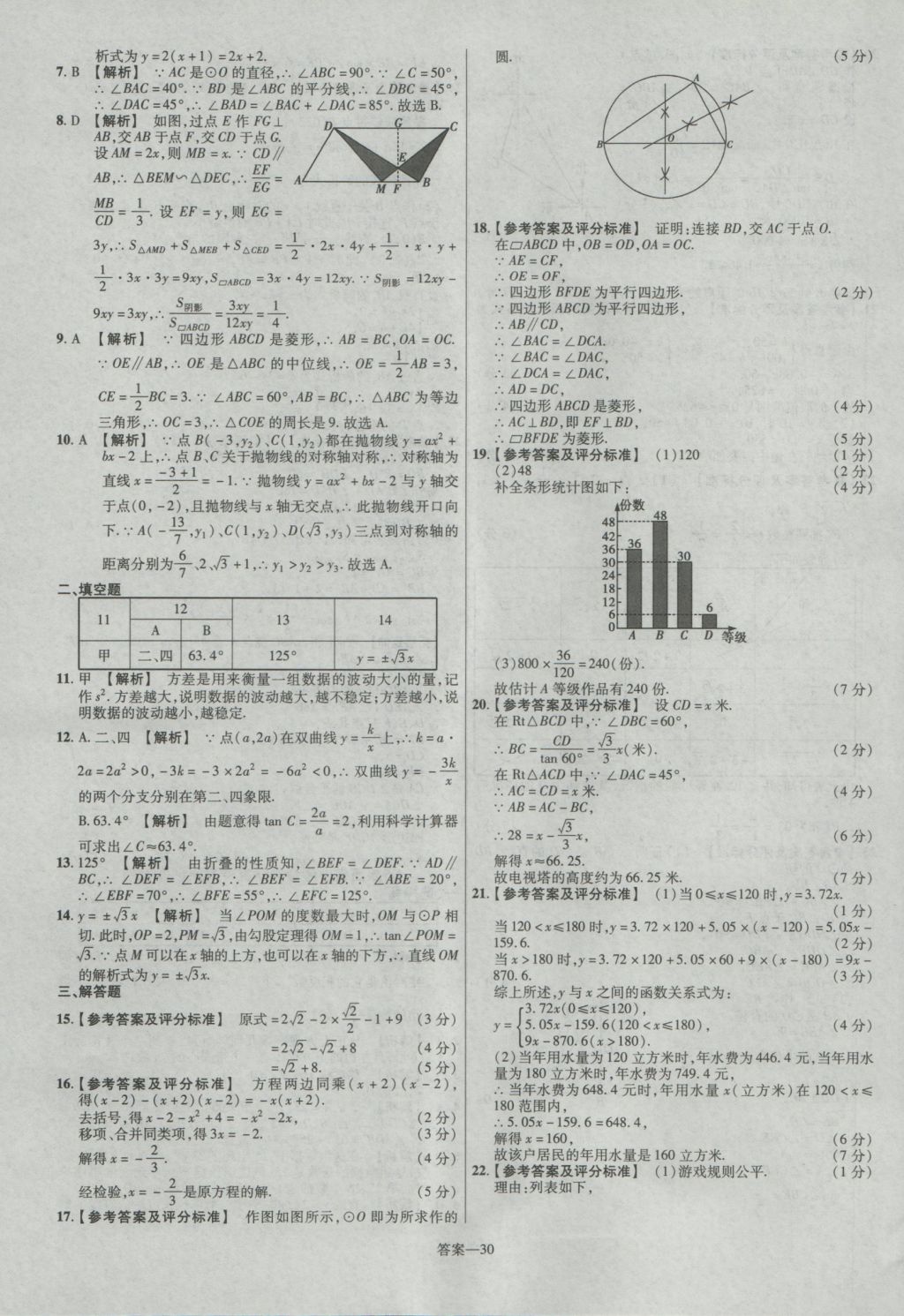 2017年金考卷陜西中考45套匯編數(shù)學(xué)第6版 參考答案第30頁