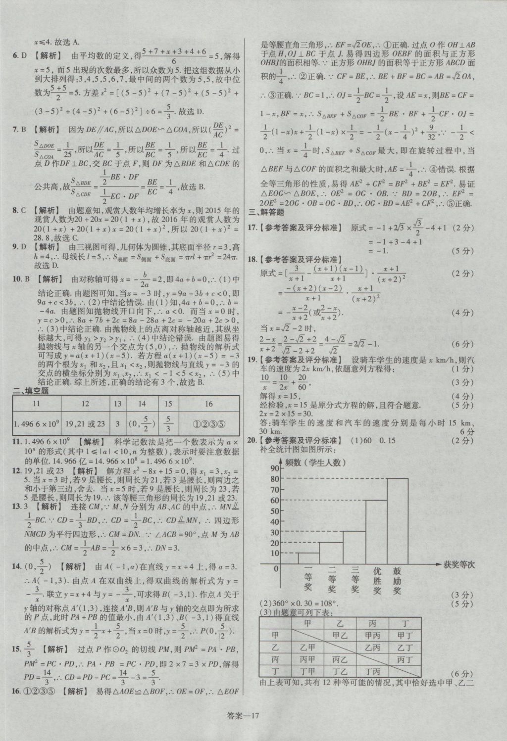 2017年金考卷湖北中考45套匯編數(shù)學(xué)第12版 參考答案第17頁