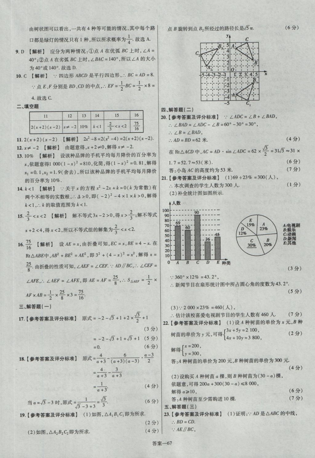 2017年金考卷廣東中考45套匯編數(shù)學(xué) 參考答案第67頁(yè)