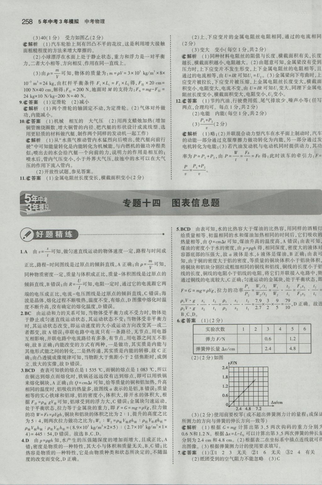 2017年5年中考3年模擬中考物理山東專用 參考答案第52頁(yè)