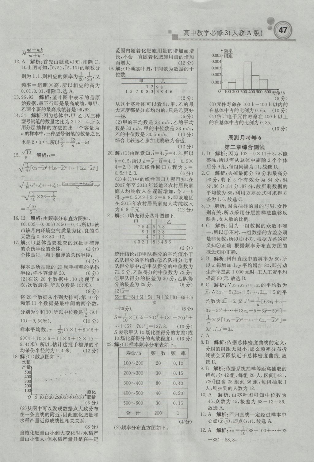 輕巧奪冠周測月考直通高考高中數(shù)學必修3人教A版 參考答案第15頁