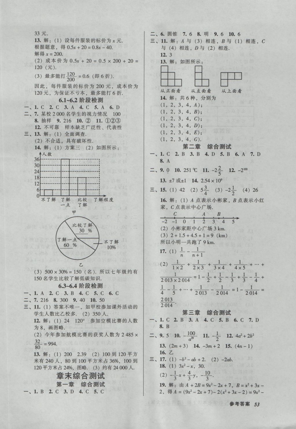 2016年52045模塊式全能訓(xùn)練七年級數(shù)學(xué)上冊北師大版 參考答案第15頁