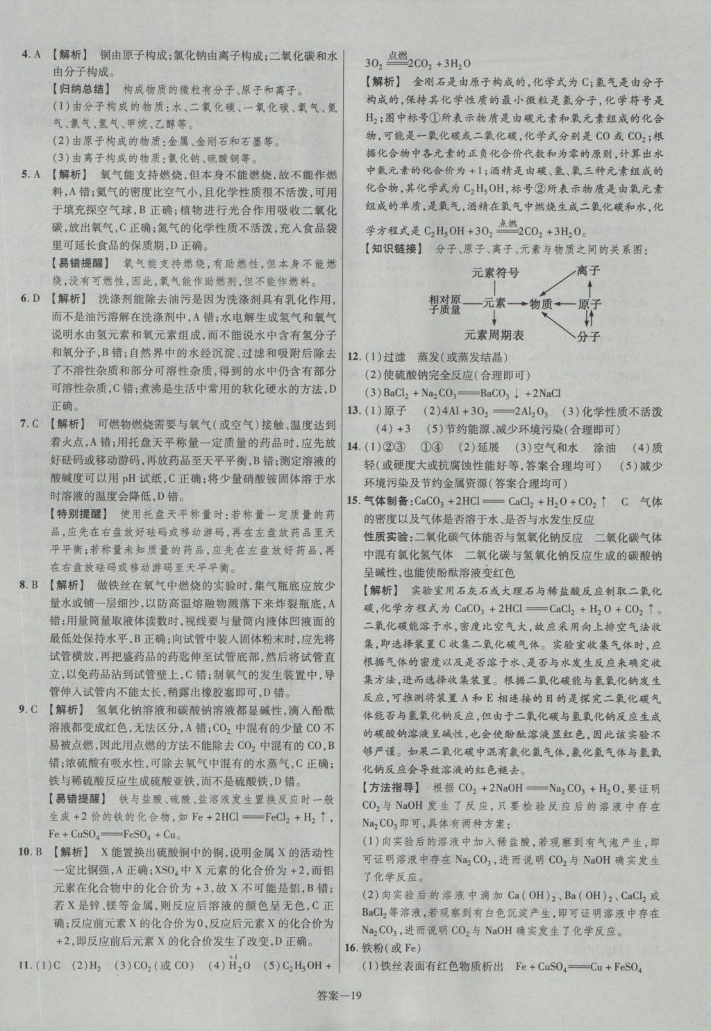 2017年金考卷山西中考45套匯編化學(xué)第5版 參考答案第19頁