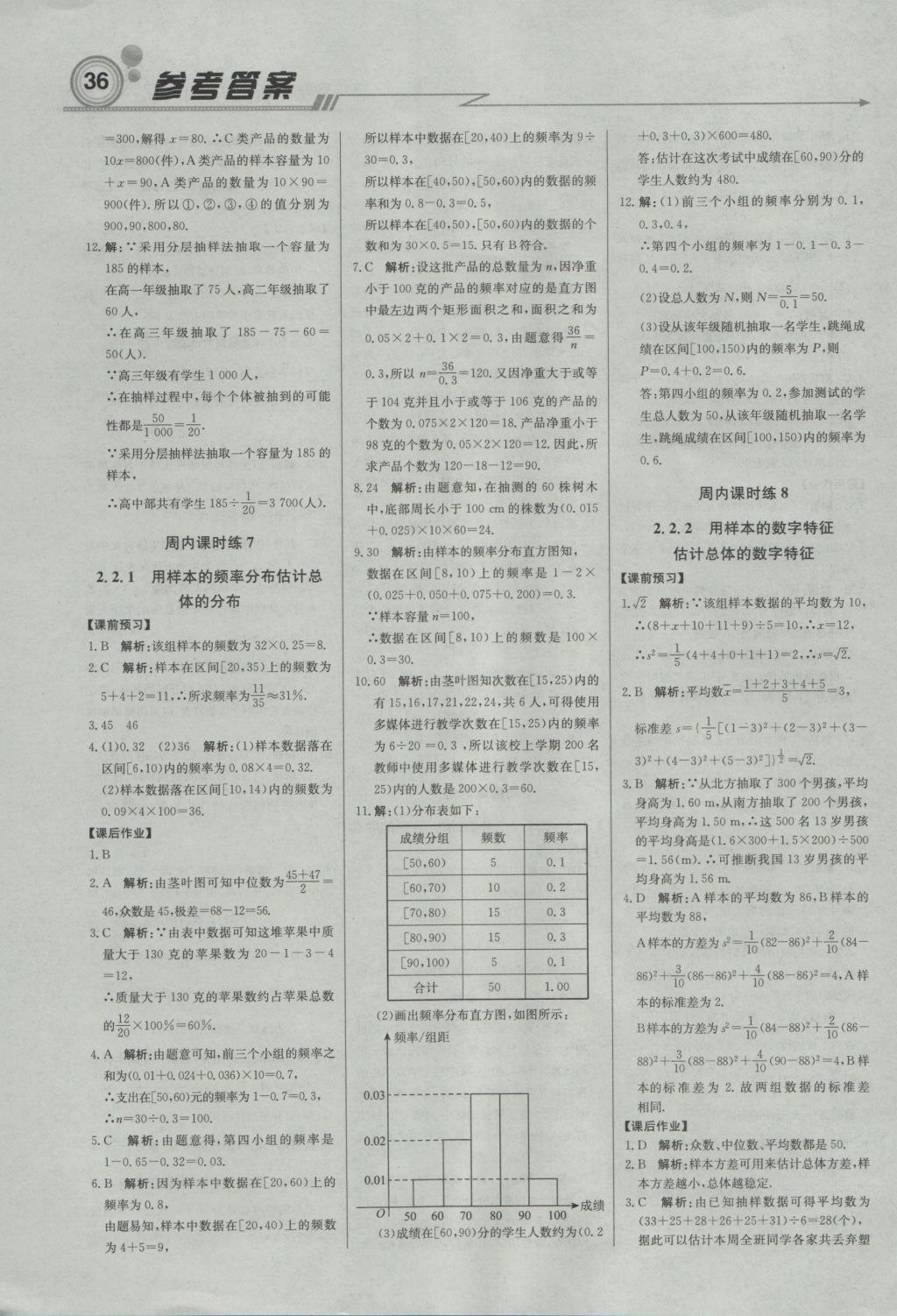 輕巧奪冠周測月考直通高考高中數(shù)學(xué)必修3人教B版 參考答案第4頁