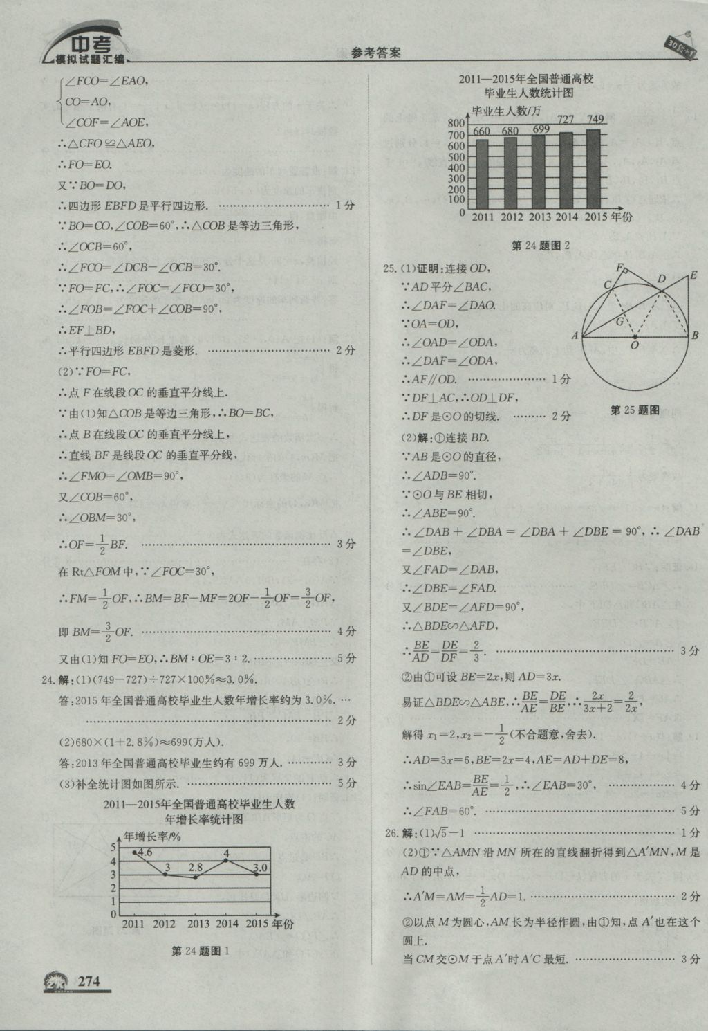 2017年中考模拟试题汇编数学北京专用 参考答案第84页