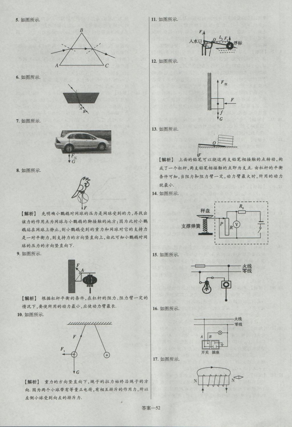 2017年金考卷河南中考45套匯編物理第8版 參考答案第52頁