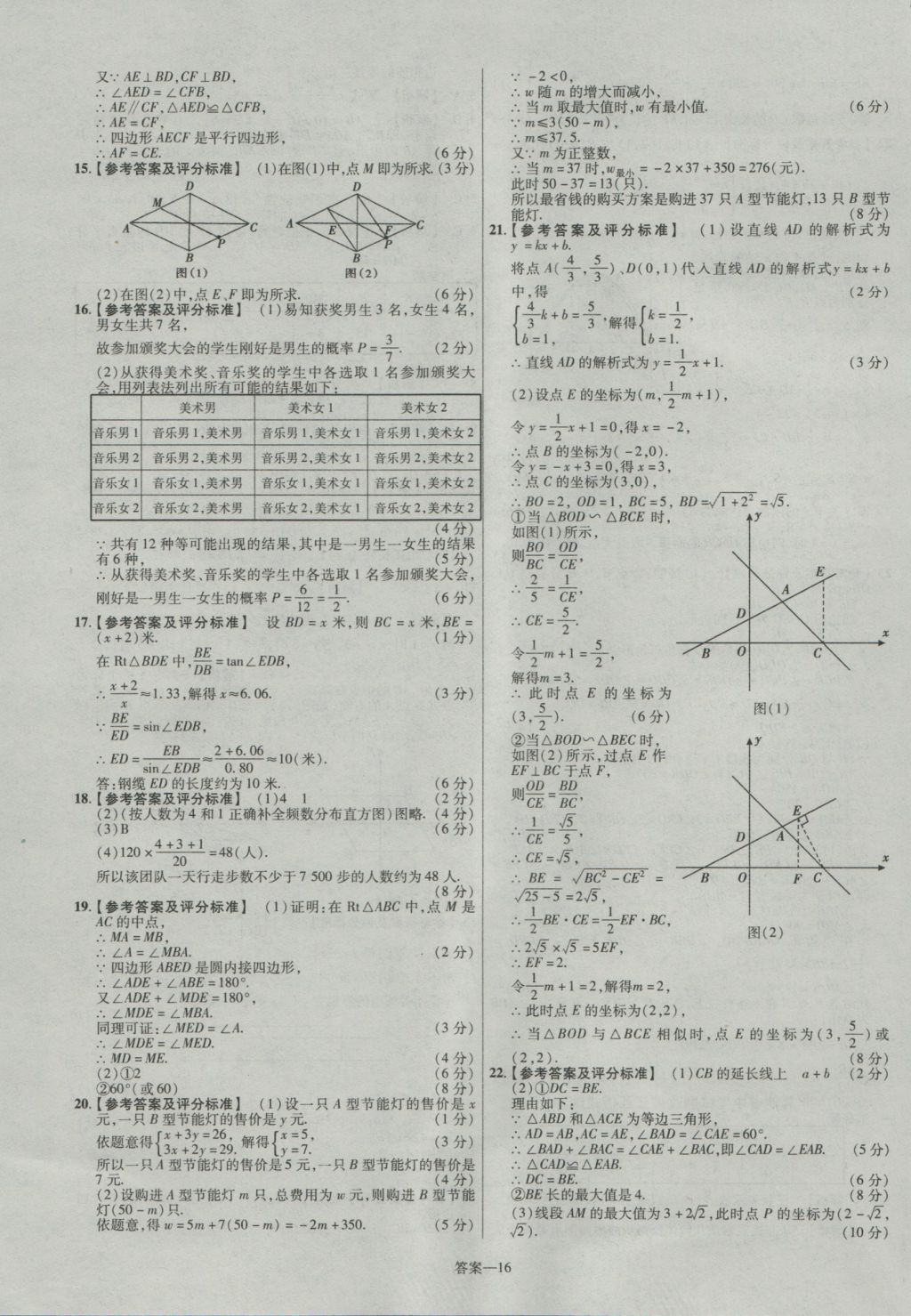 2017年金考卷江西中考45套匯編數(shù)學(xué)第6版 參考答案第16頁