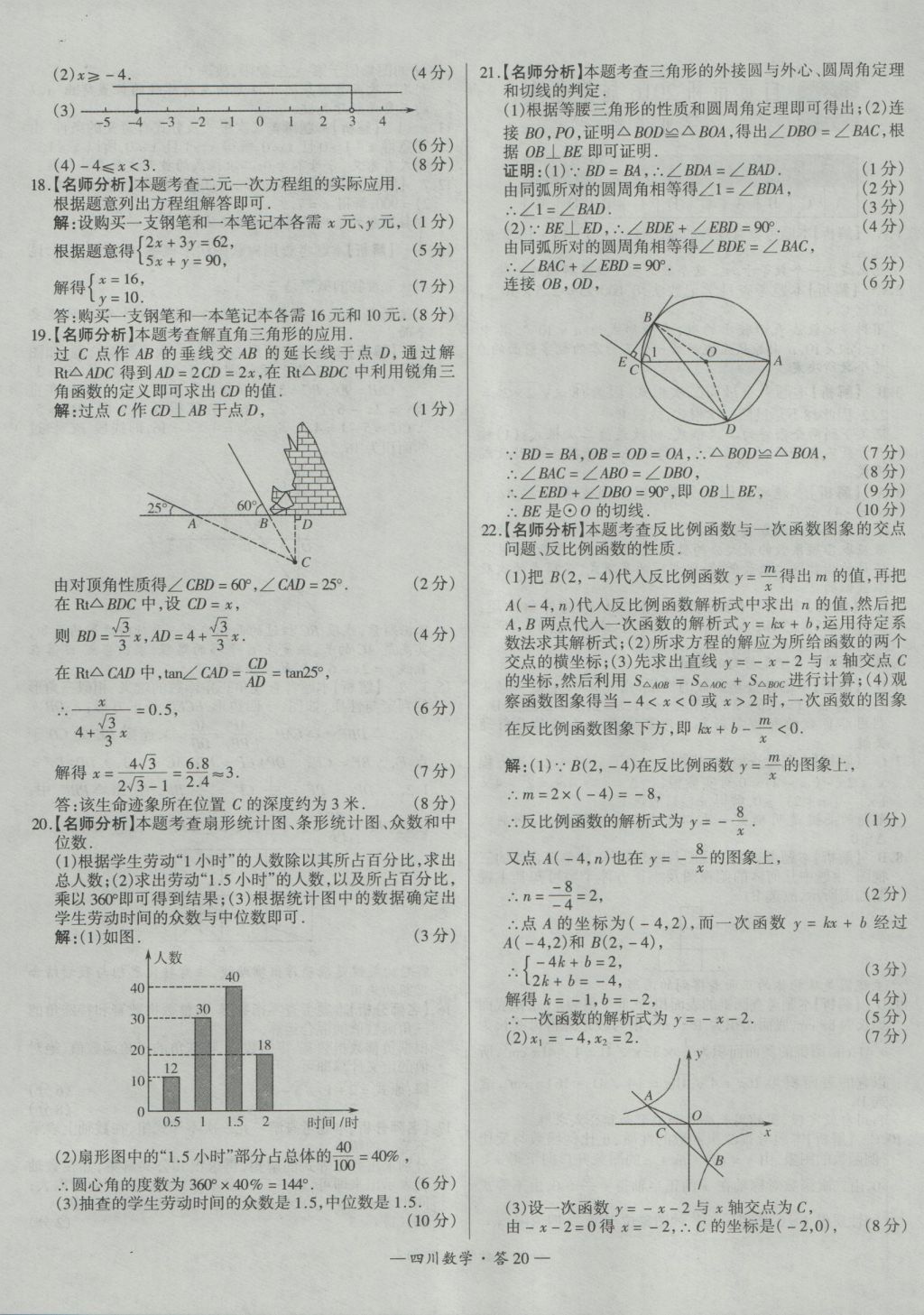 2017年天利38套四川省中考试题精选数学 参考答案第20页