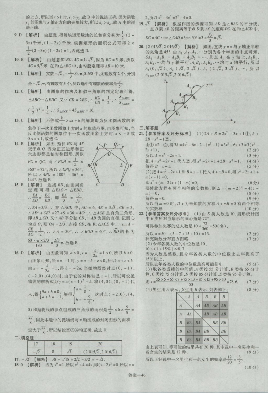 2017年金考卷河北中考45套匯編數(shù)學第5版 參考答案第46頁