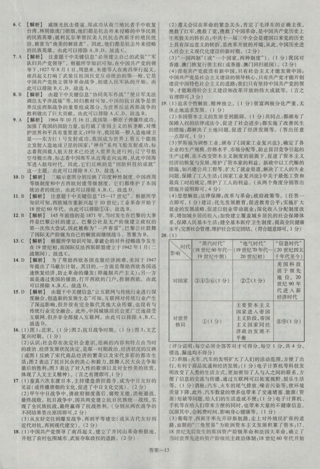 2017年金考卷山西中考45套匯編歷史第5版 參考答案第13頁(yè)