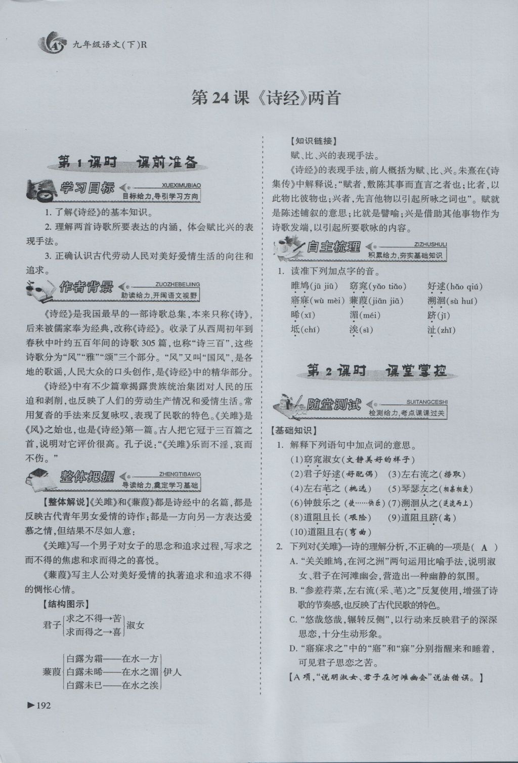 2016年蓉城课堂给力A加九年级语文 下册第六单元 先秦诗文第181页