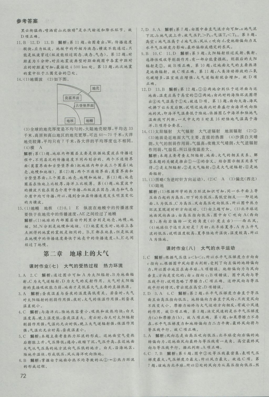 2016年名師伴你行高中同步導(dǎo)學(xué)案地理必修1人教版 課時(shí)作業(yè)答案第14頁(yè)