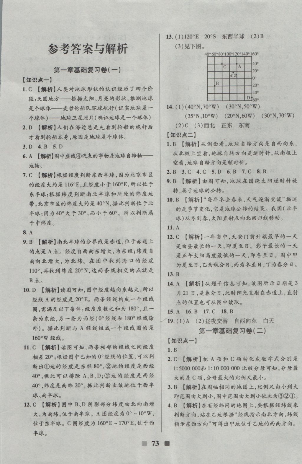 2016年优加全能大考卷七年级地理上册人教版 参考答案第1页