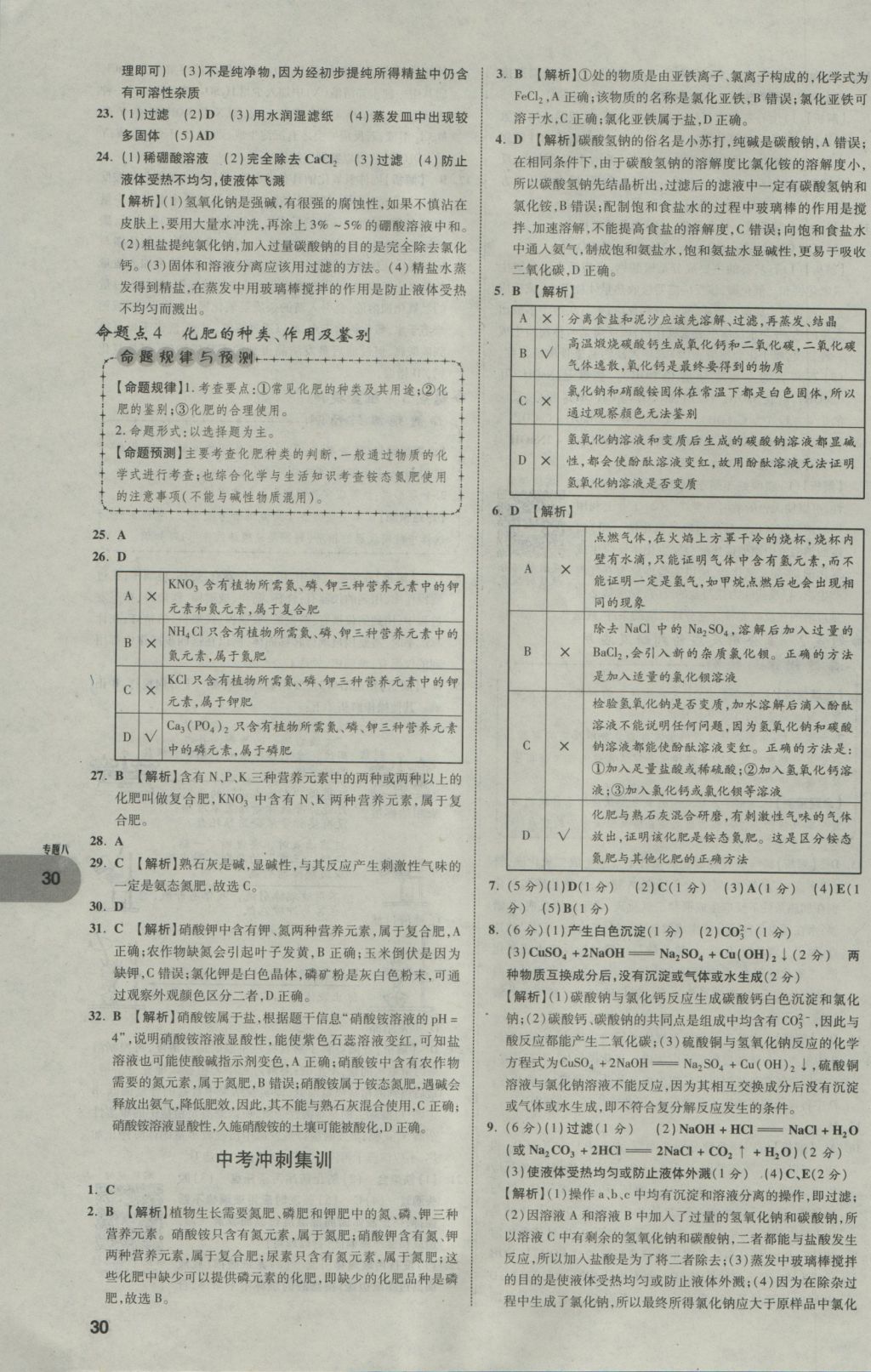 2017年中考真題分類卷化學(xué)第10年第10版 參考答案第30頁