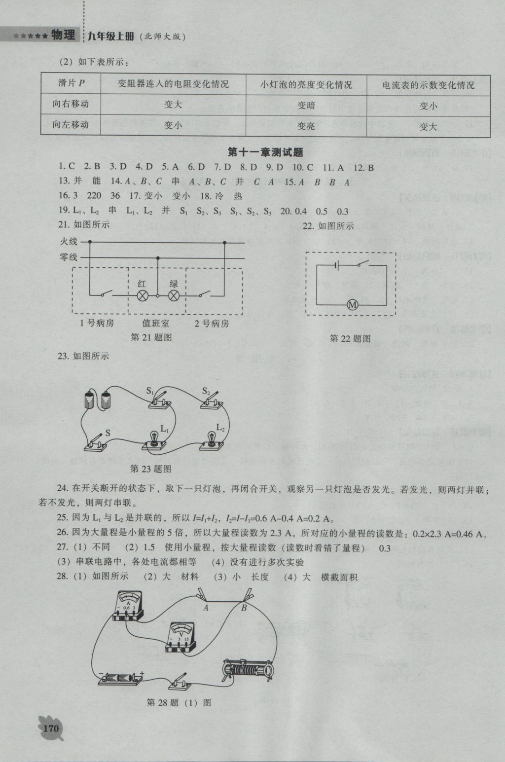 2016年新課程物理能力培養(yǎng)九年級(jí)上冊北師大版 參考答案第15頁