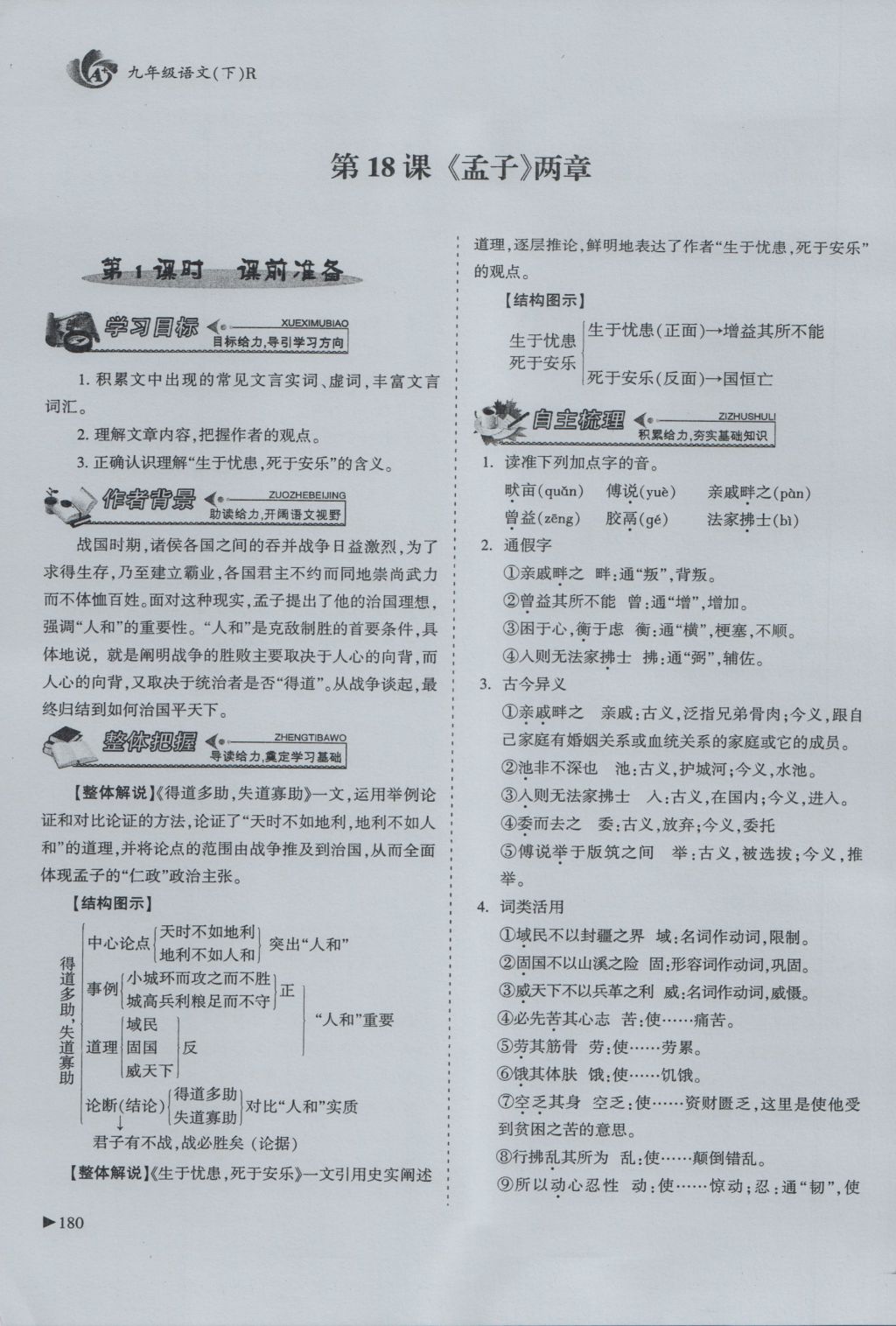 2016年蓉城课堂给力A加九年级语文 下册第五单元 先秦诸子散文第169页