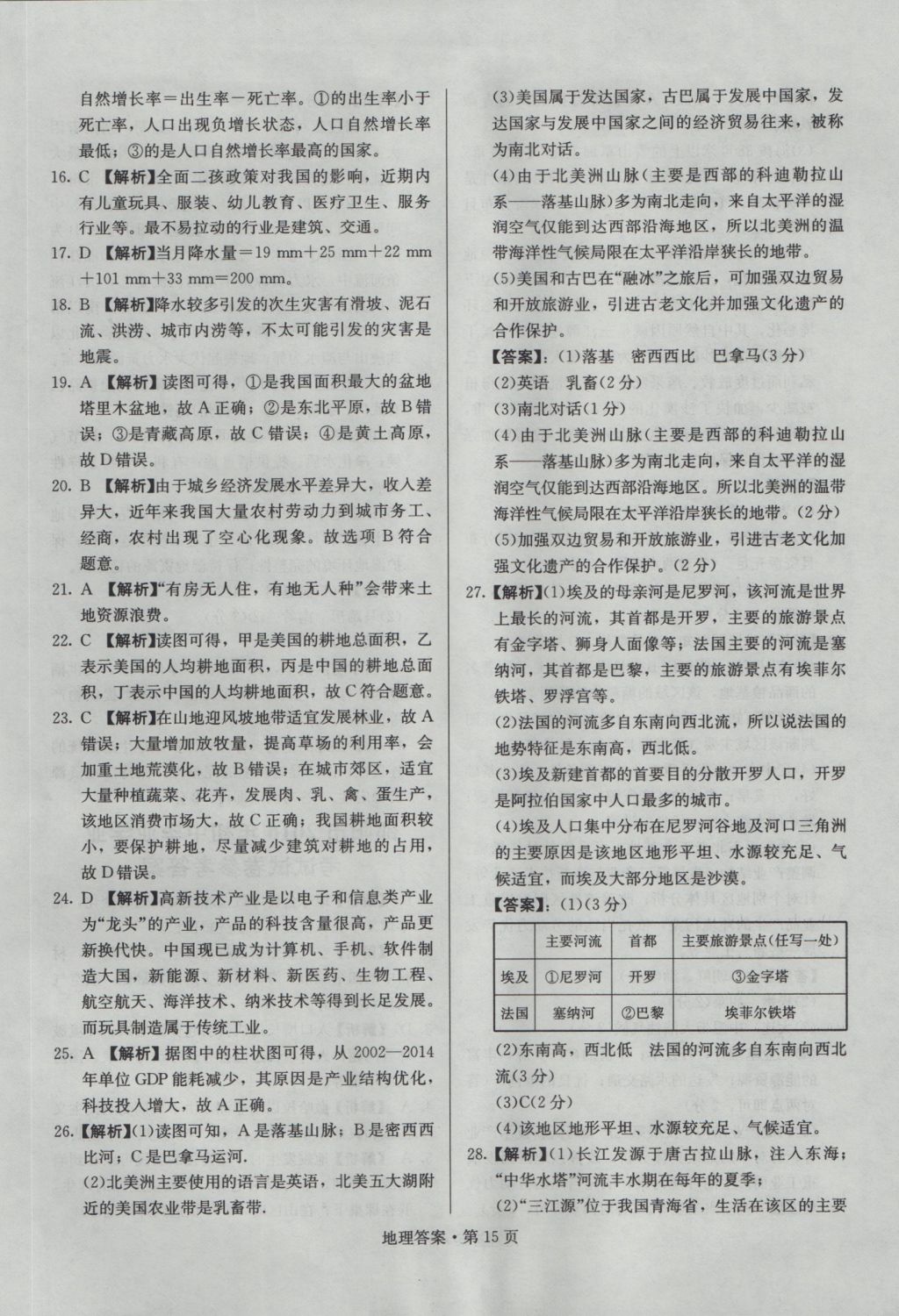 2017年湖南中考必備地理 參考答案第14頁