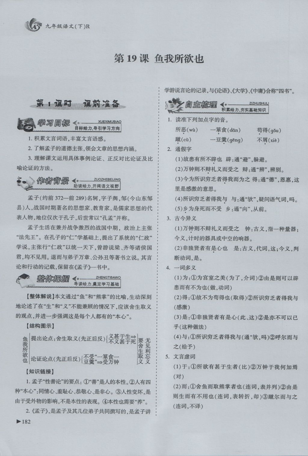 2016年蓉城课堂给力A加九年级语文 下册第五单元 先秦诸子散文第171页