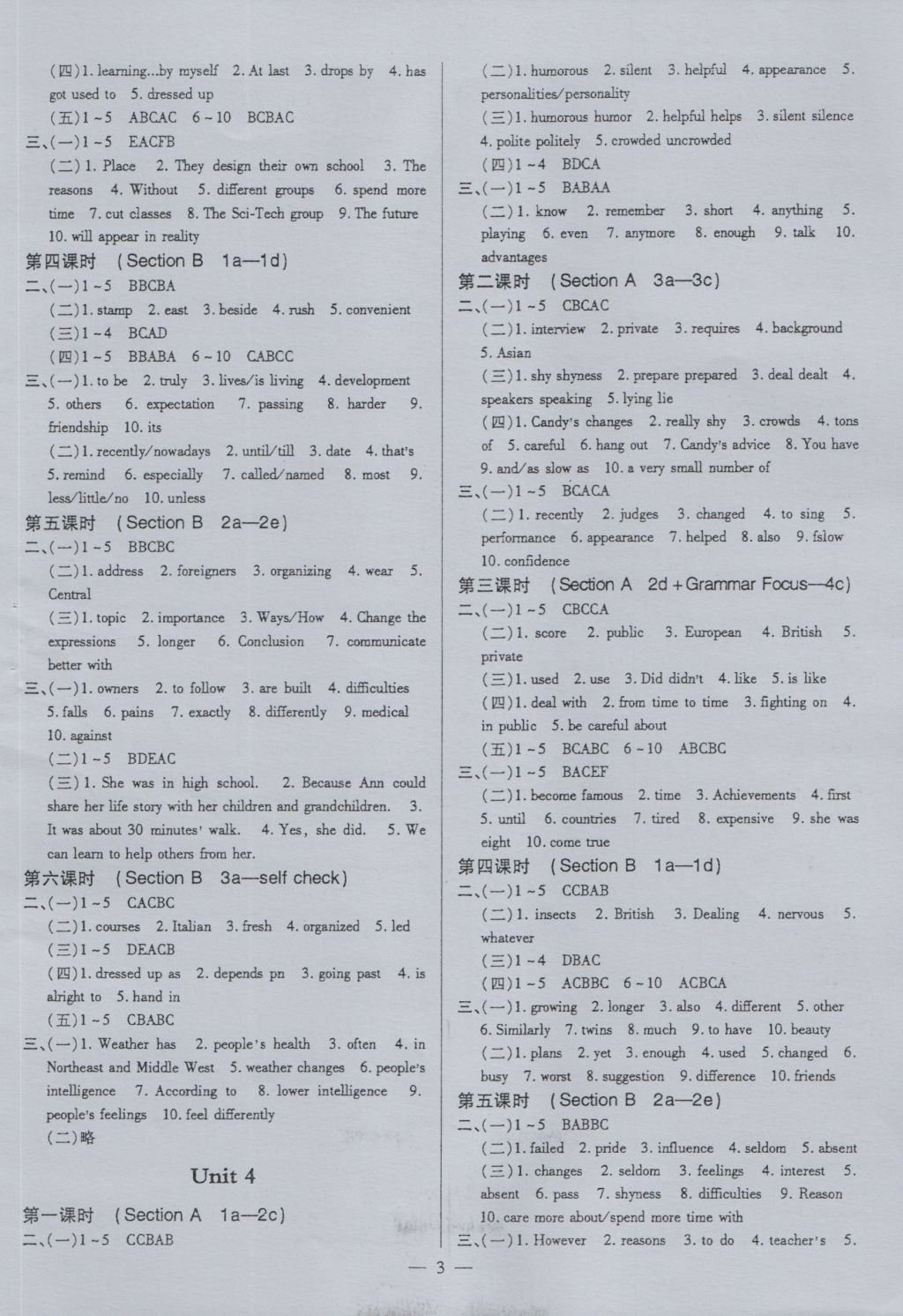 2016年英語風(fēng)向標(biāo)九年級(jí) 參考答案第3頁