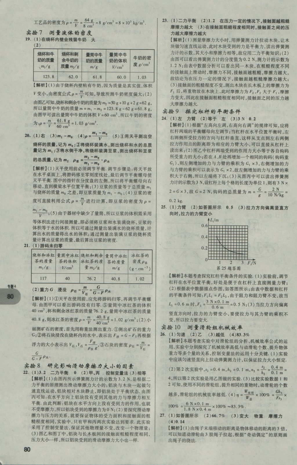 2017年中考真題分類卷物理第10年第10版 參考答案第79頁