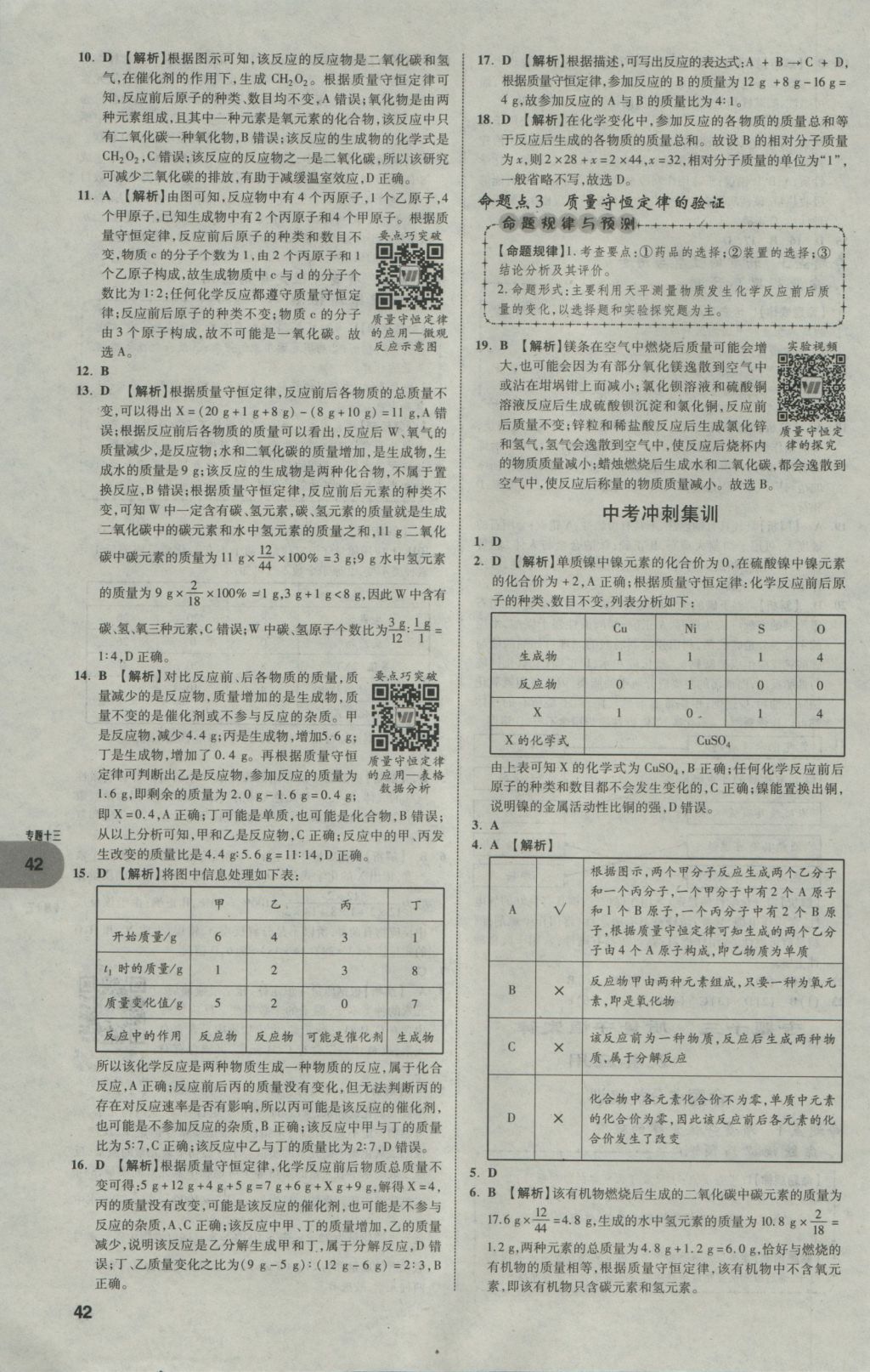 2017年中考真題分類卷化學(xué)第10年第10版 參考答案第42頁