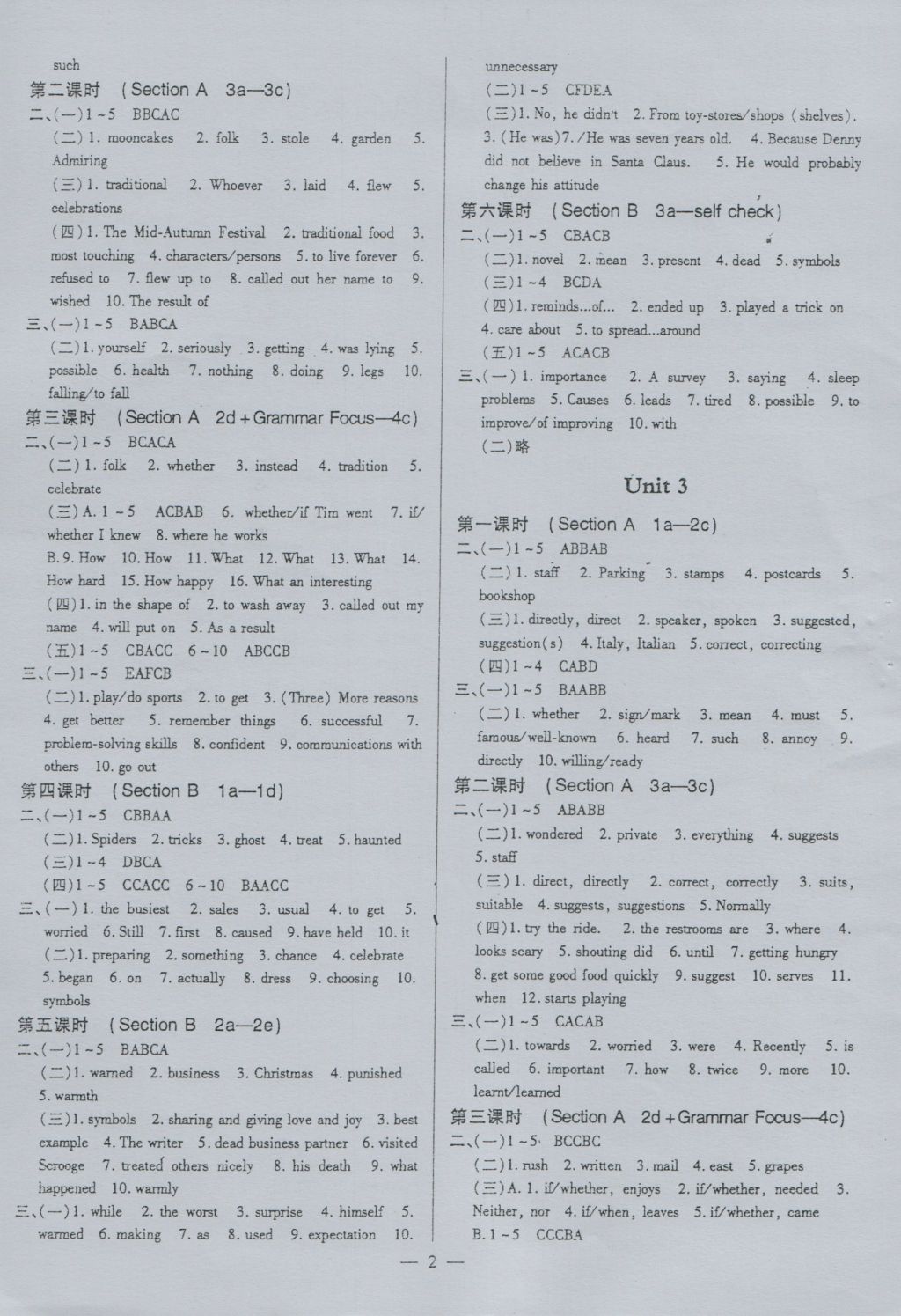 2016年英語風(fēng)向標(biāo)九年級 參考答案第1頁