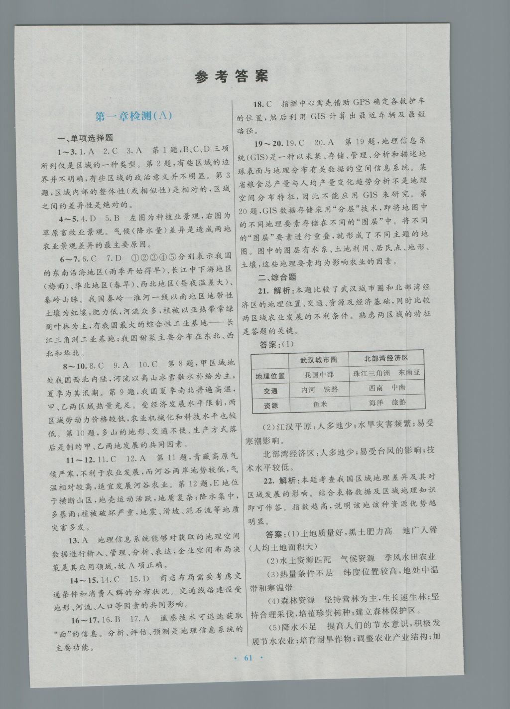 高中同步測控優(yōu)化設(shè)計地理必修3人教版 參考答案第23頁