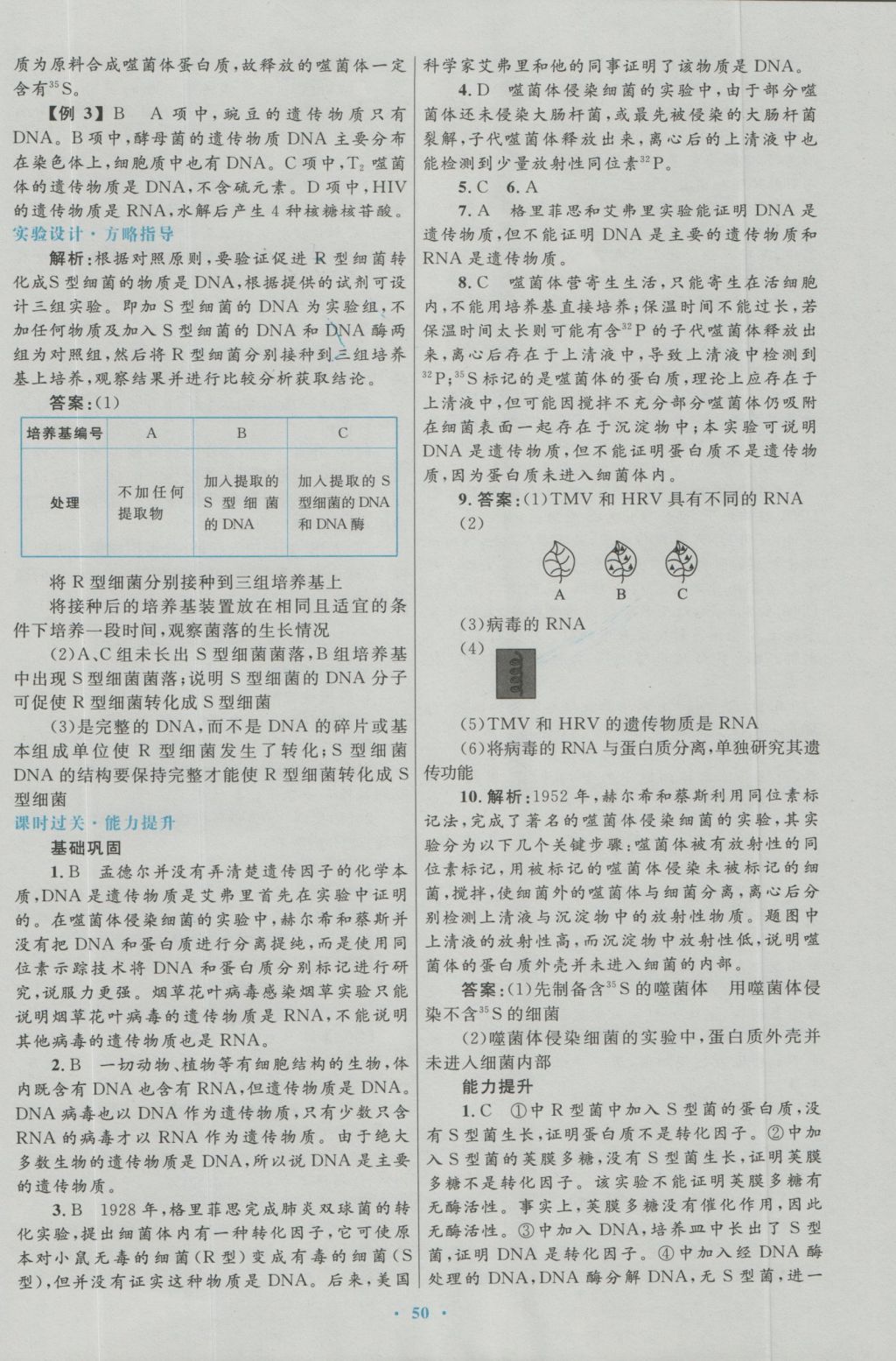 高中同步測控優(yōu)化設(shè)計生物必修2人教版 參考答案第10頁