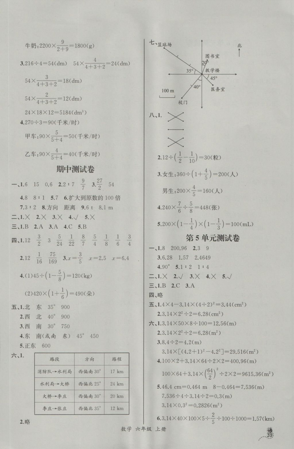 2016年同步导学案课时练六年级数学上册人教版河北专版 参考答案第17页