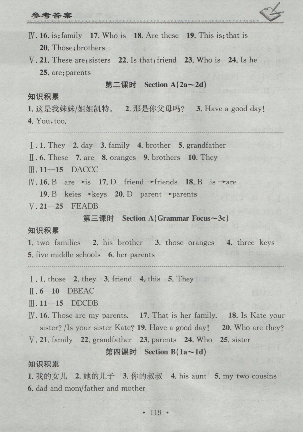 2016年名校課堂小練習(xí)七年級(jí)英語(yǔ)上冊(cè)人教版 參考答案第5頁(yè)