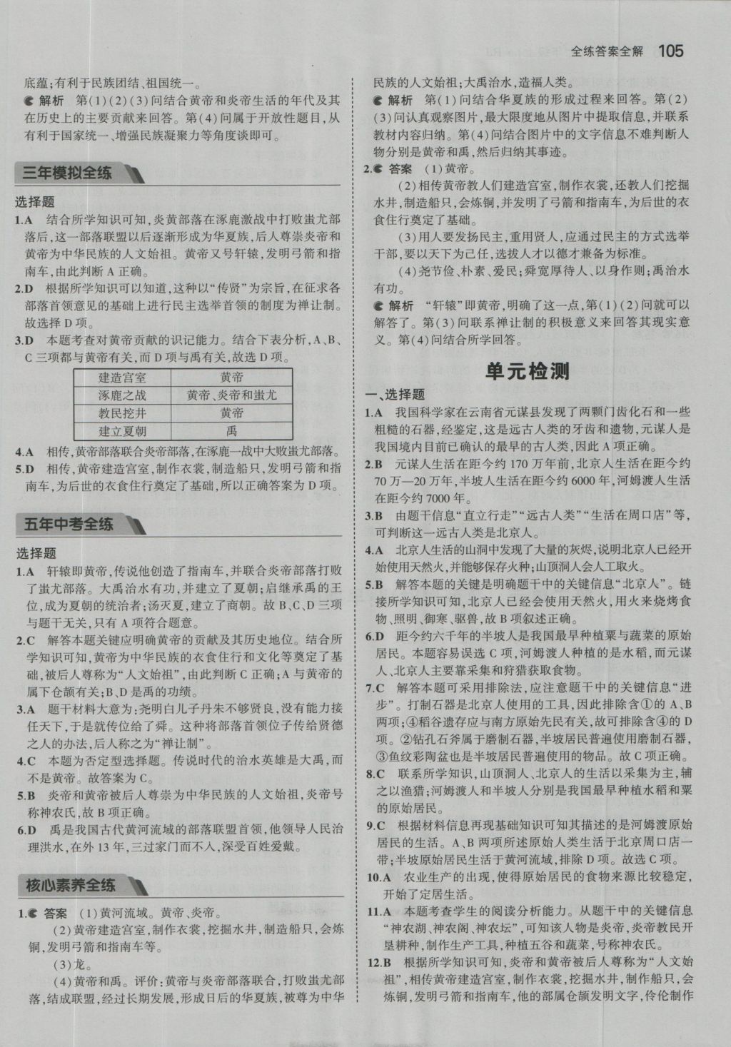 2016年5年中考3年模擬初中歷史七年級上冊人教版 參考答案第13頁