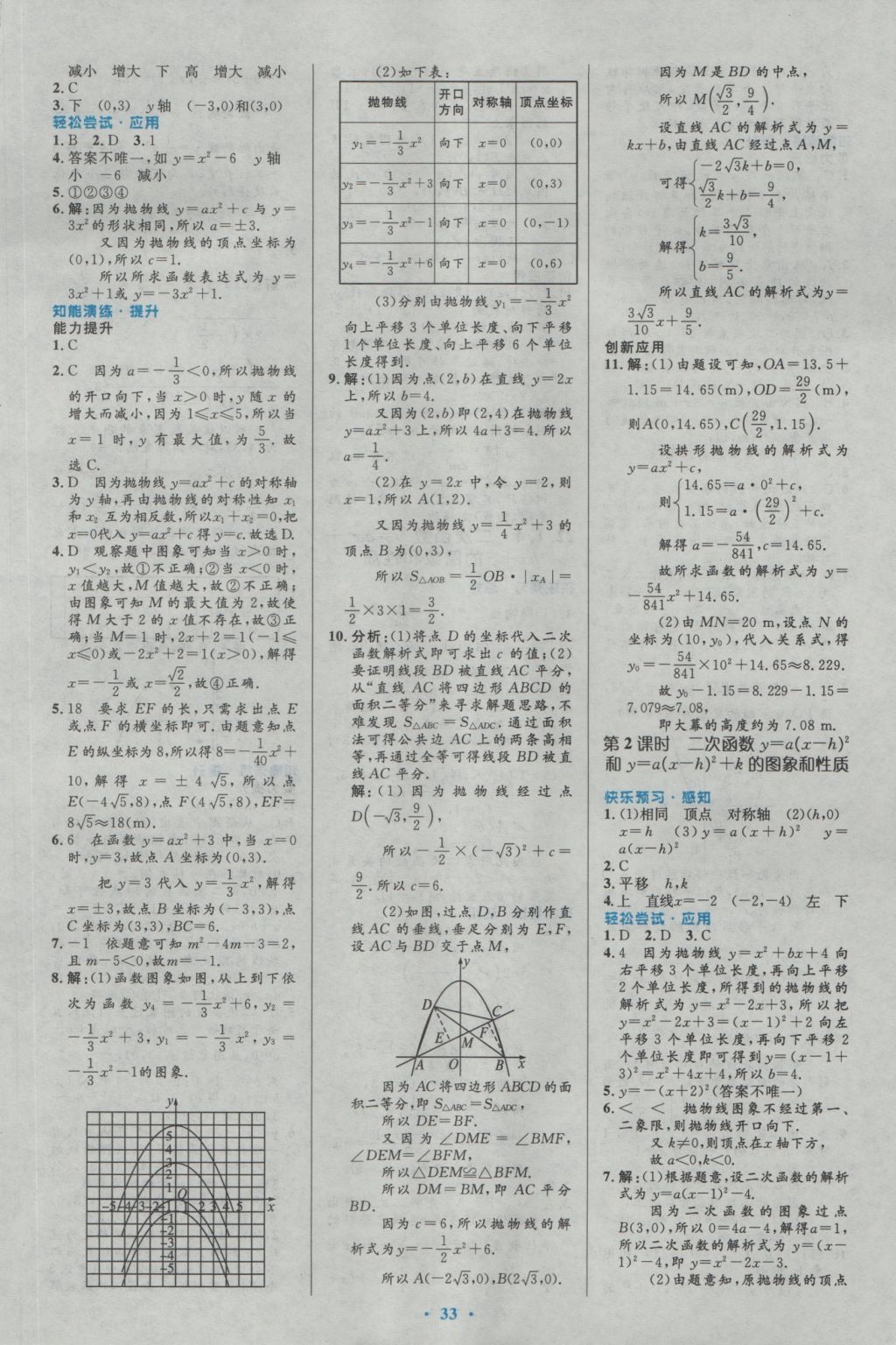 2016年初中同步测控优化设计九年级数学全一册人教版 参考答案第7页