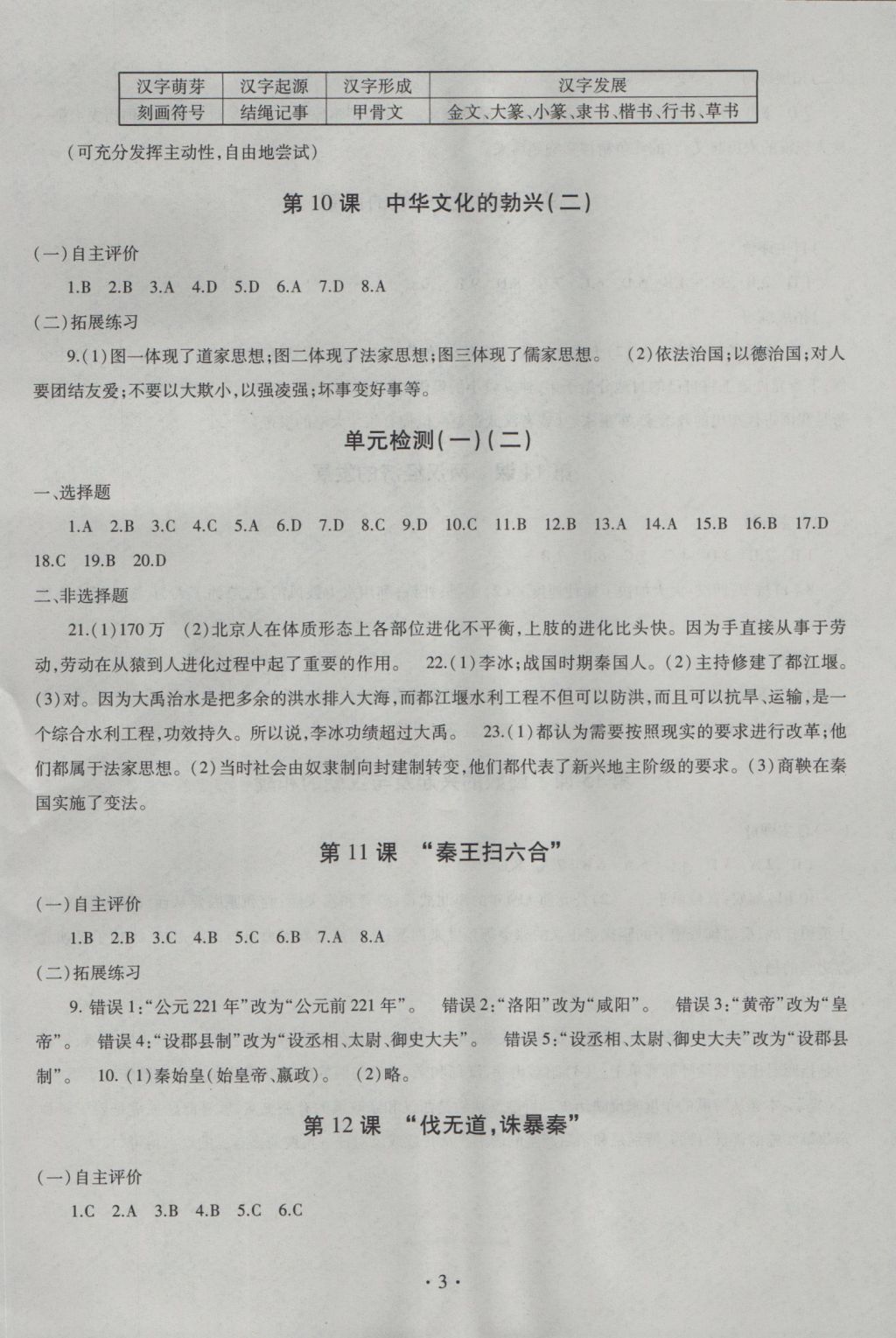 2016年同步學(xué)習(xí)六年級(jí)中國(guó)歷史上冊(cè)四年制 參考答案第3頁(yè)