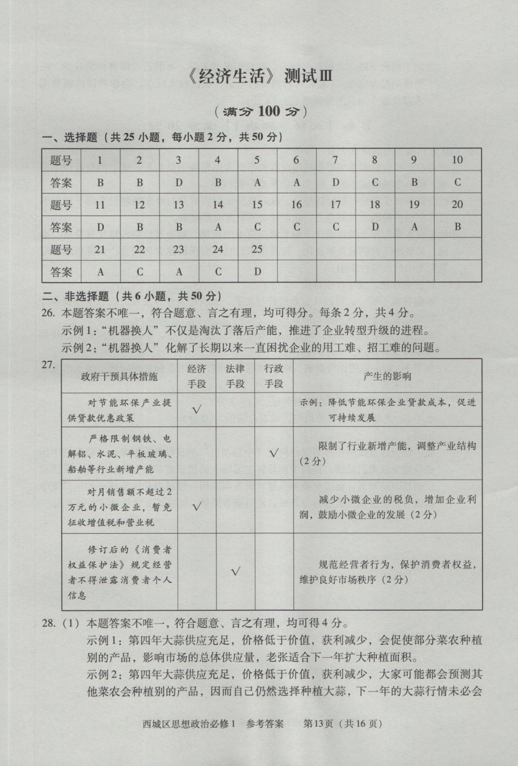 學習探究診斷思想政治必修1 參考答案第13頁