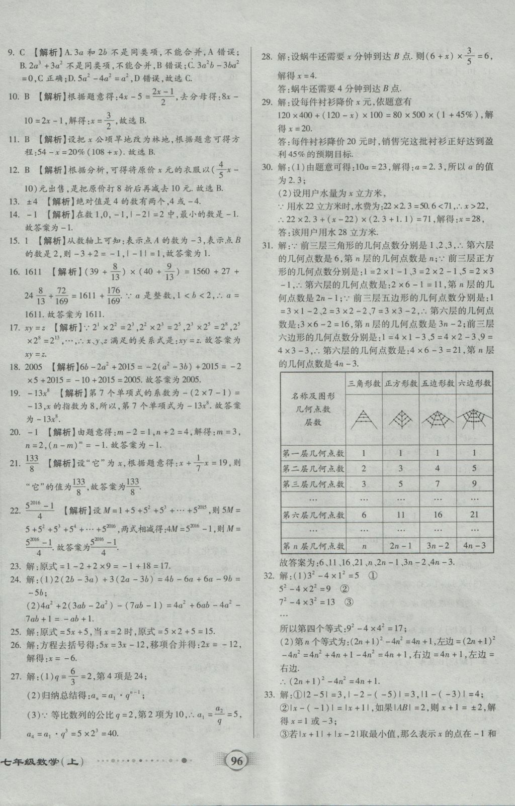 2016年全程優(yōu)選卷七年級數(shù)學上冊冀教版 參考答案第8頁