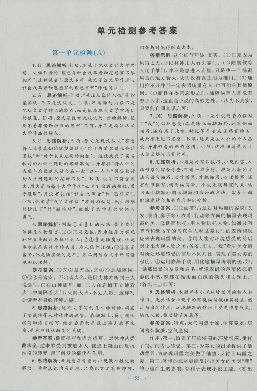 高中同步測(cè)控優(yōu)化設(shè)計(jì)語(yǔ)文必修5人教版 參考答案第15頁(yè)