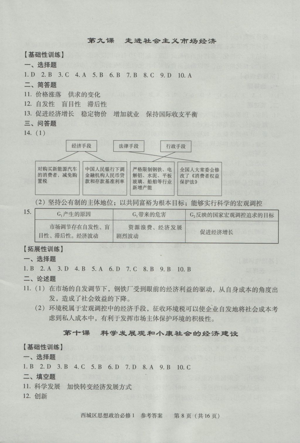 學(xué)習(xí)探究診斷思想政治必修1 參考答案第8頁(yè)