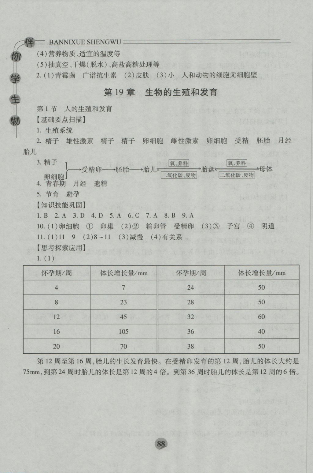 2016年伴你学八年级生物上册北师大版重庆专版北京师范大学出版社 参考答案第6页