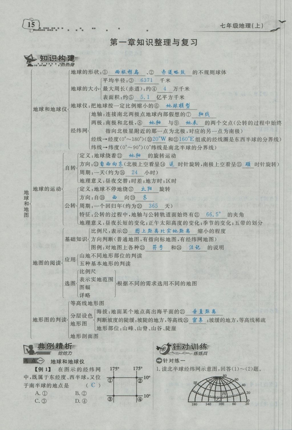 2016年351高效课堂导学案七年级地理上册人教版 第一章 地球和地图第65页