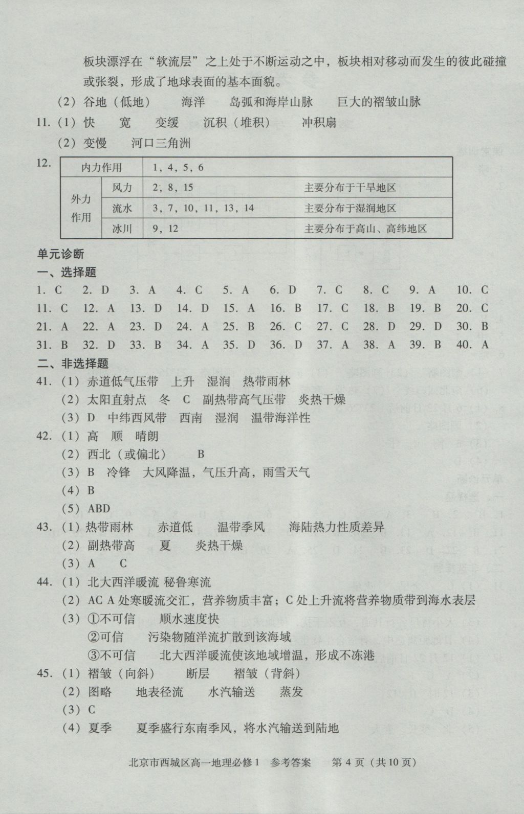 學(xué)習(xí)探究診斷地理必修1 參考答案第4頁(yè)