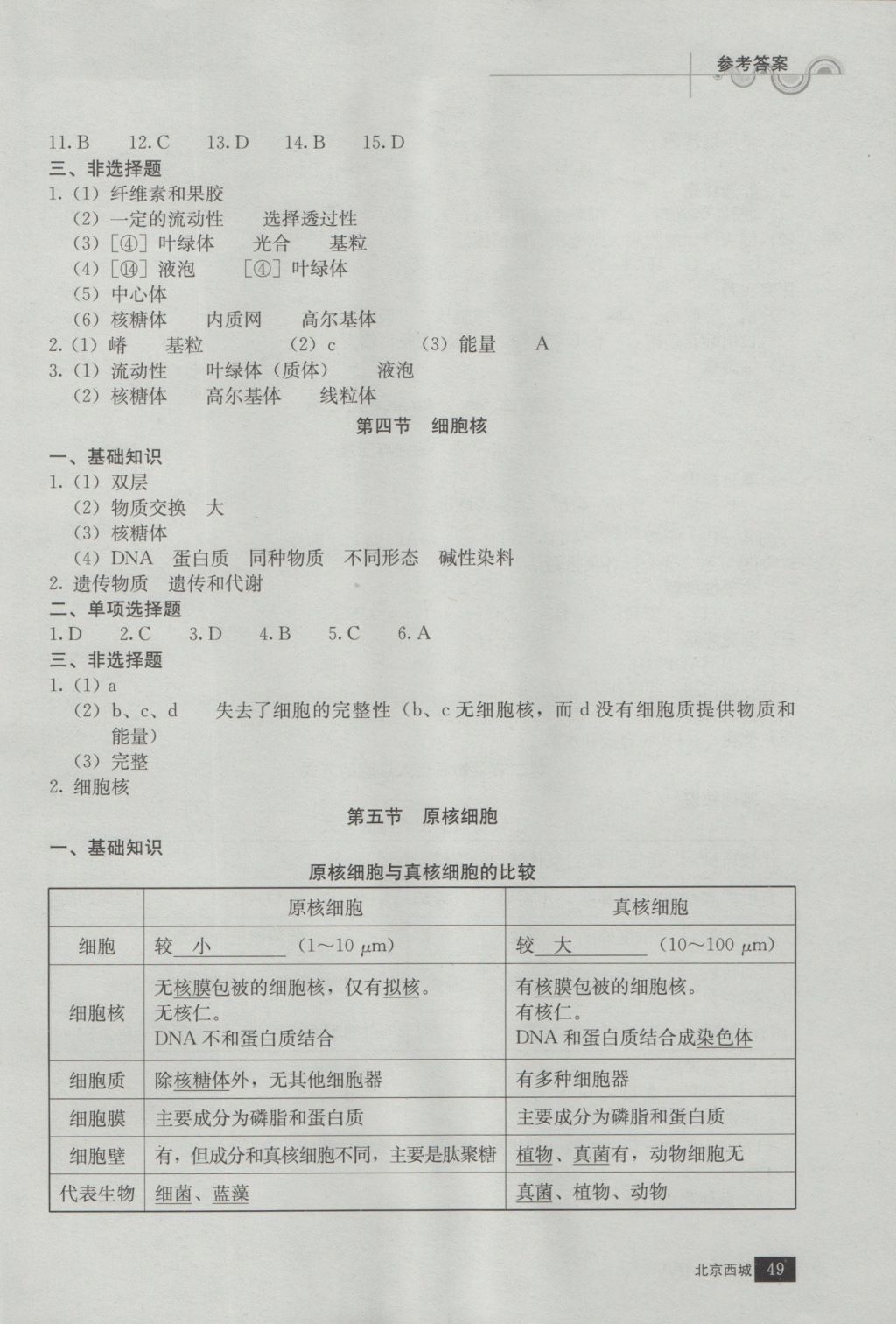 學(xué)習(xí)探究診斷生物必修1 參考答案第3頁