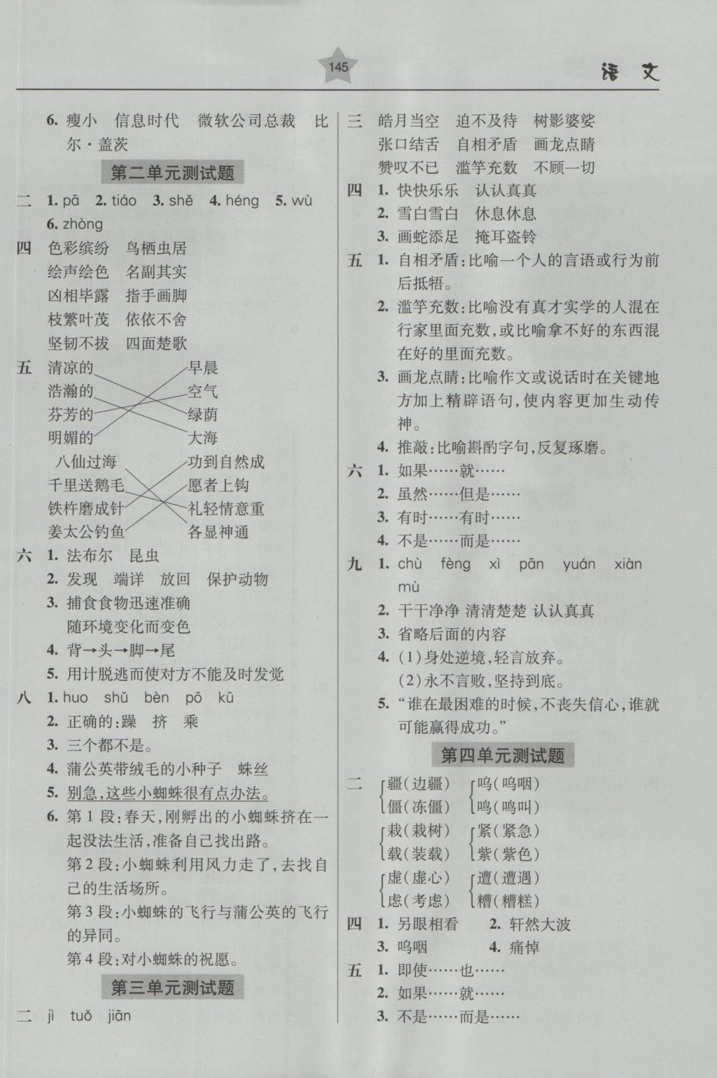 2016年金博士一点全通五年级语文上册苏教版 参考答案第2页