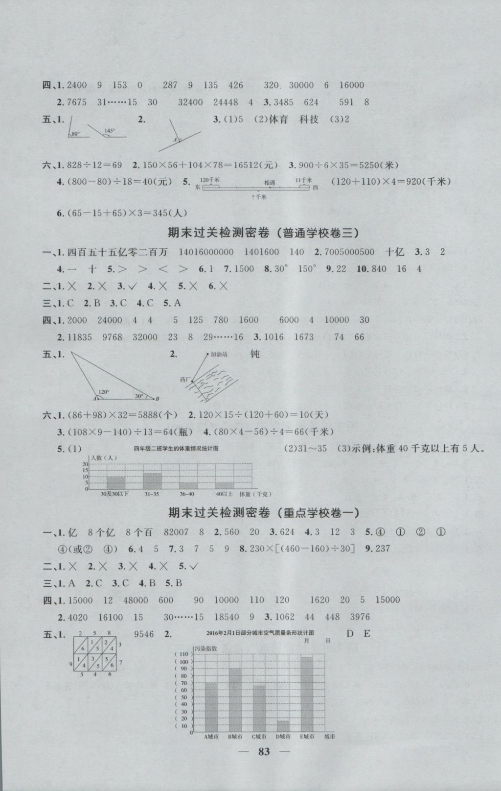 2016年一線名師全優(yōu)好卷四年級數(shù)學(xué)上冊青島版 參考答案第7頁