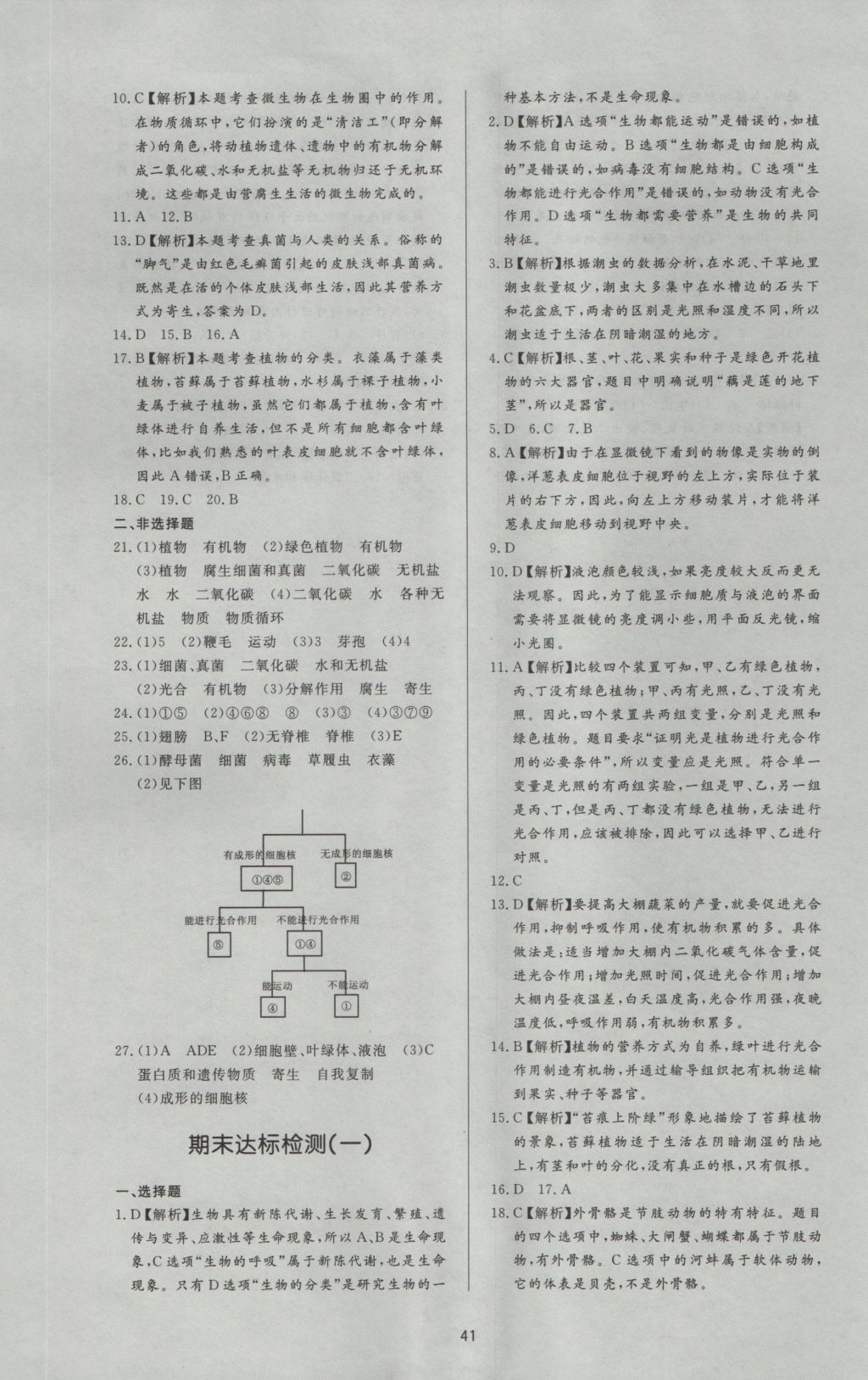 2016年新课程学习与检测七年级生物学上册 参考答案第13页