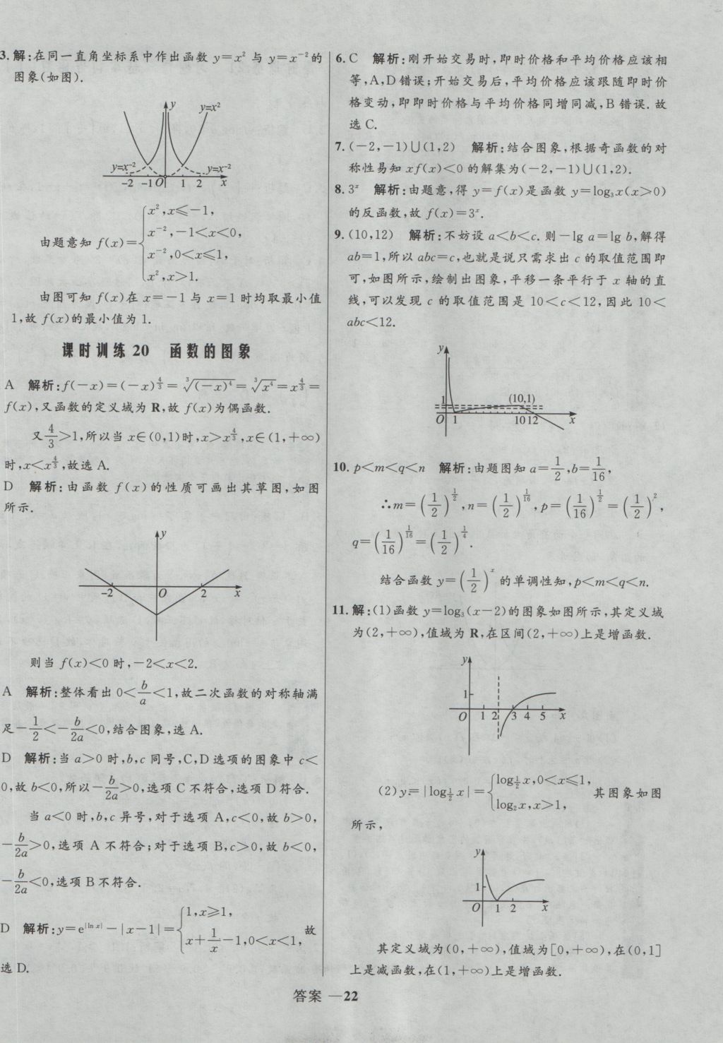 2016年高中同步測控優(yōu)化訓(xùn)練數(shù)學(xué)必修1人教A版 參考答案第23頁