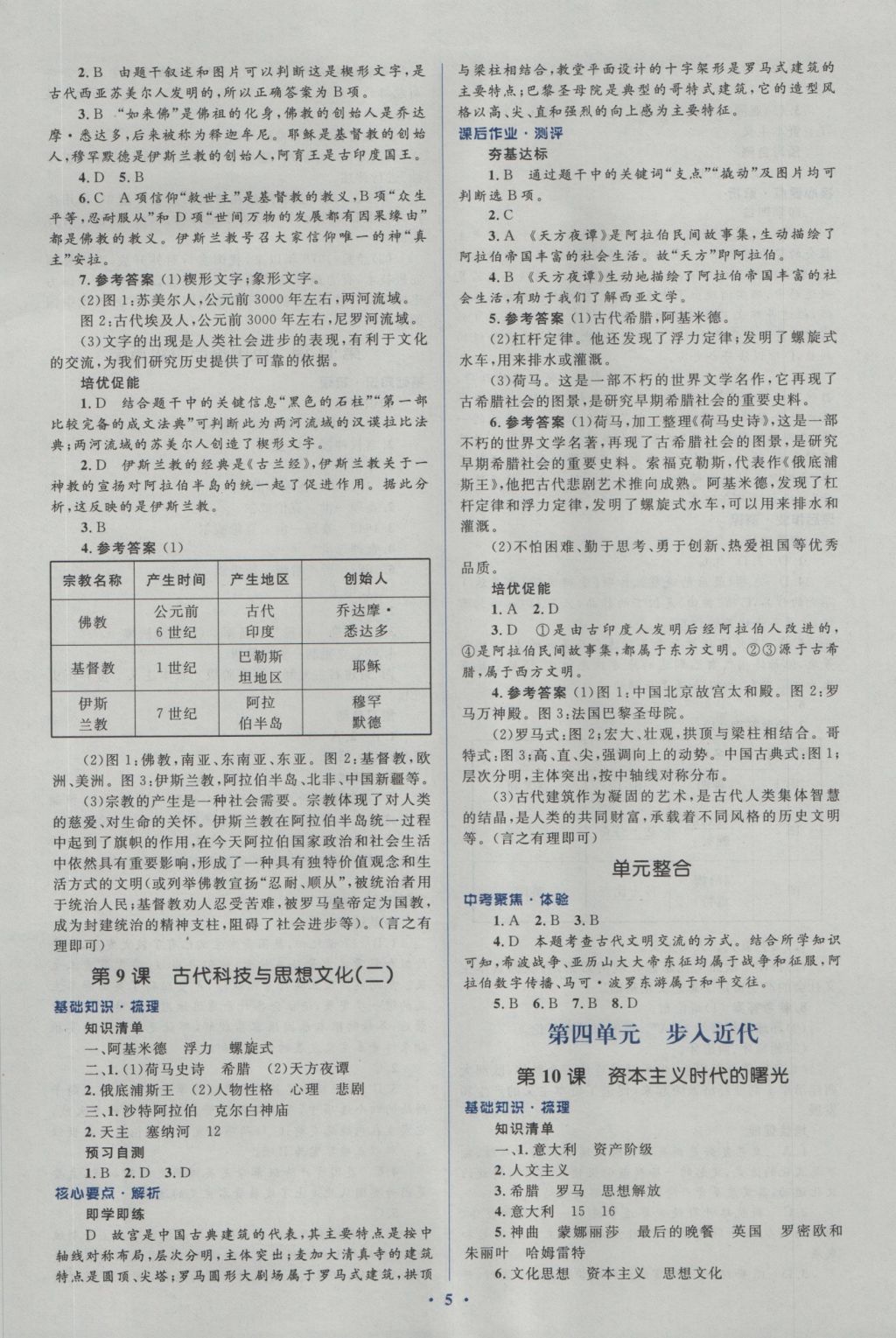 2016年人教金學(xué)典同步解析與測(cè)評(píng)學(xué)考練九年級(jí)世界歷史上冊(cè)人教版 參考答案第5頁