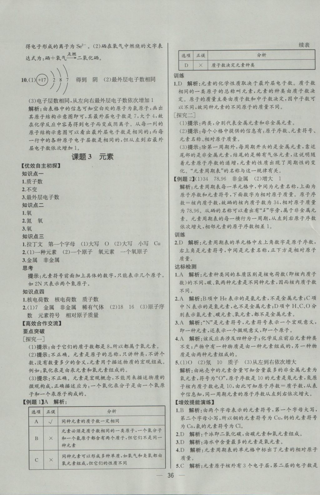 2016年同步導學案課時練九年級化學上冊人教版河北專版 參考答案第14頁