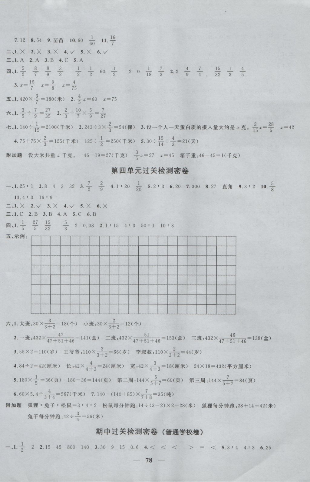 2016年一线名师全优好卷六年级数学上册青岛版 参考答案第2页