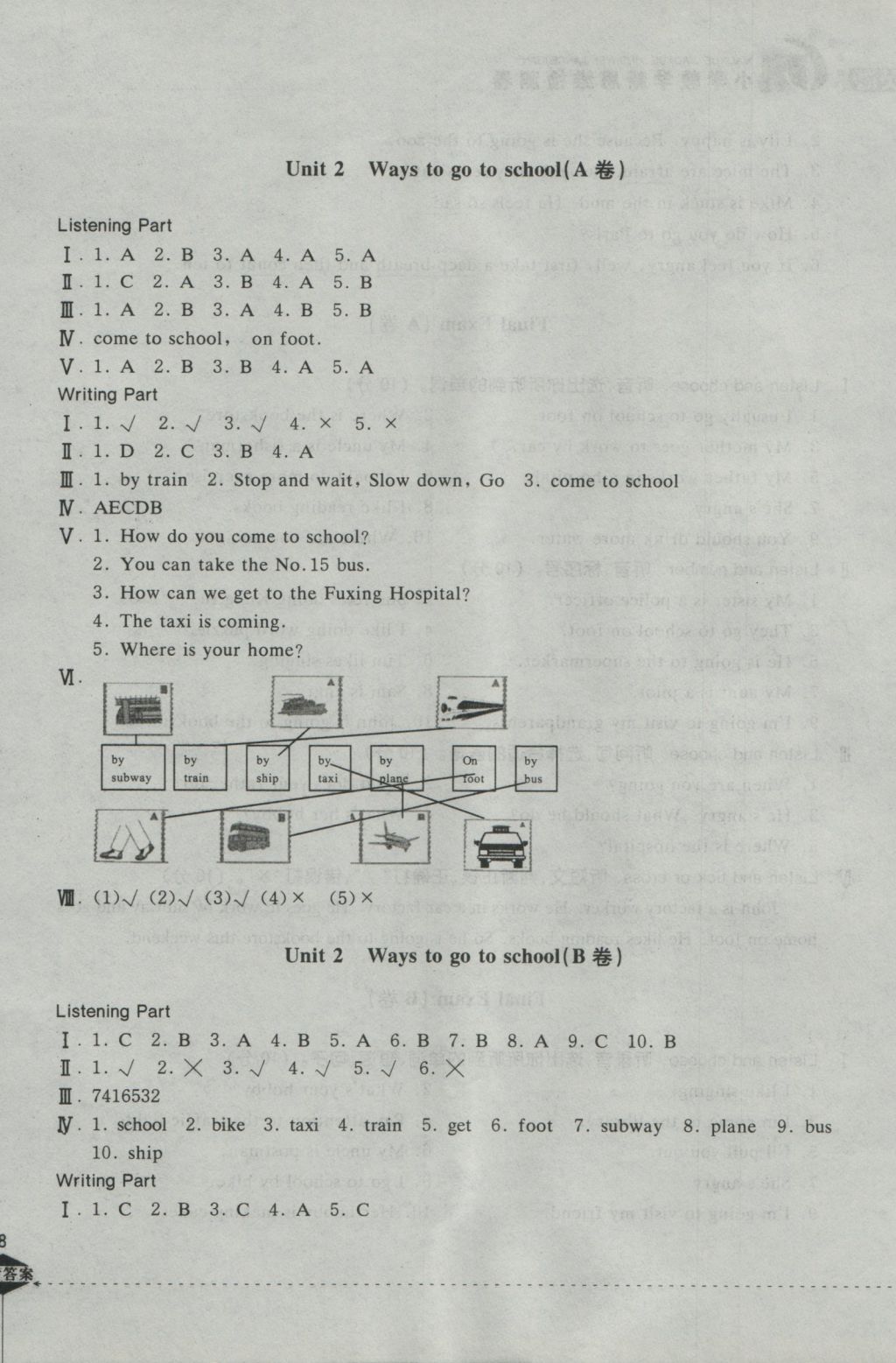 2016年小學(xué)教學(xué)新思維檢測卷快樂學(xué)習(xí)六年級英語上冊 參考答案第16頁